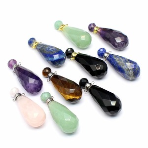 Pendentifs Solitaires en Pierre Naturelle Facettée Coupe Poire Plaqué Or Style Bohème Bijoux Unisexe Cadeau Forme Goutte d'Eau - Product Image 1
