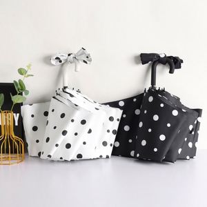 Paraguas Pequeño de Estilo Fresco para Mujer, Doble Uso, Lluvia y Sol, Plegable, Revestimiento Negro Engrosado, Protección UV - Product Image 1