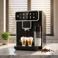 Cafetera Espresso Eléctrica Totalmente Automática con Pantalla Táctil, Acero Inoxidable, 15 Bares de Presión, Tanque de Leche, Programable, Autolimpiante 1-2