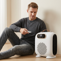 Ventilateur Chauffant Électrique Portable avec Écran Tactile Numérique, 3 Vitesses, Protection Contre la Surchauffe, Mini Chauffage d'Espace Mural pour l'Hiver avec Éclairage