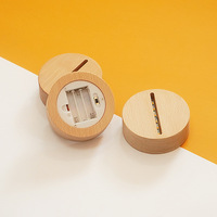 Lampe de chevet LED USB à piles AAA avec base en bois ronde, support de lampe, éclairage multicolore blanc chaud pour chambre à coucher