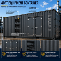 Conteneur ISO High Cube 40 pieds personnalisé avec accès pour groupe électrogène, portes et ventilation pour système d'alimentation de secours, bureau et usage industriel