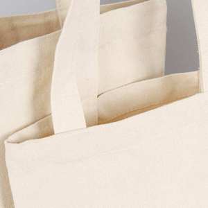 Bolso de mano liso de algodón reutilizable reciclado Gahumi, bolsa de compras plegable de lona con logotipo personalizado, bolsas de compras suministradas por fábrica - Product Image 3