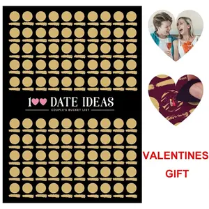 100 Dates Ideas Scratch off Poster Scratching Off Adventure Couple Motivational Achievements Checklist Valentine's Day Gift