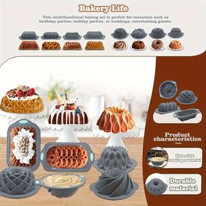 ชุดอุปกรณ์อบขนมซิลิโคน 8 ชิ้น AMZ Hot ไม่ติดกระทะ ขายส่ง ทนทาน พิมพ์เค้ก อุปกรณ์ทำขนม อุปกรณ์ครัว พิมพ์เค้กซิลิโคน - Product Image 6