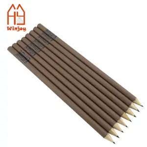Стандартный карандаш hb, коричневые матовые карандаши круглой формы 7 дюймов с принтом логотипа на заказ.