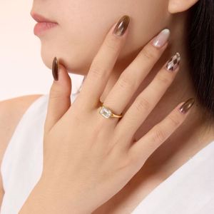 Dylam Luxury Design 18K Gold E-coating Plated 925 Sterling <b>Silver</b> Simulator Diamond <b>Emerald</b> Cut 5A Zirconia Women Fine <b>Rings</b> - Product Image 3