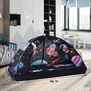 Tente de jeu pour enfants, maisonnette intérieure, tente de lit pour garçons et tout-petits, thème vaisseau spatial, fusée spatiale, bleue - Product Image 4