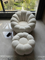 Fauteuil pivotant individuel en bois avec dossier en sherpa, thème citrouille, modèle paresseux, canapé tatami pour balcon, usage moderne pour la maison, le bureau et le salon