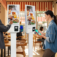 Kiosque de commande automatique 21,5/23,8/27 pouces avec scanner et imprimante, paiement par terminal de point de vente, paiement par carte de crédit pour la restauration rapide