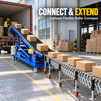 Système de transfert de matériaux mobile à convoyeur à bande inclinée avec levage hydraulique pour la logistique d'entrepôt