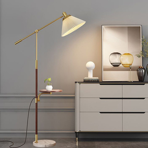 Lámpara de pie Vintage americana, lámpara <span class=keywords><strong>articulada</strong></span> de almacenamiento plisado, mesita de noche, sala de estar, mesa de café, Lámpara decorativa de suelo - Product Image 2