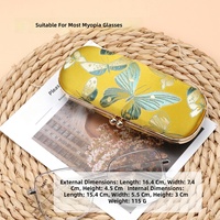 Boîte à lunettes rigide en métal brodée d'un motif papillon, boîte de protection pour lunettes résistante à la pression, vente en gros