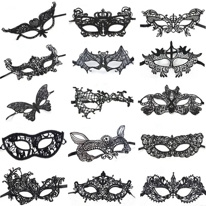 Cheap Halloween Black Lace Eye Mask Sexy Masquerade Mask Halloween Party Decoration Mask