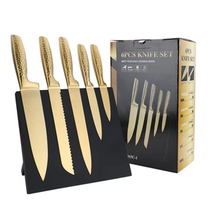 High Quality Titanium-coated Stainless Steel Kitchen <b>Knife</b> <b>Set</b> Gold Kitchen <b>Knife</b> with <b>Knife</b> Holder - Product Image 6