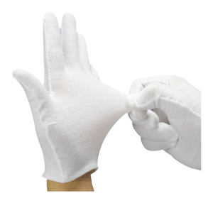 Guantes de algodón blanco con banda de marcha uniforme Premium personalizados guantes de pulido de limpieza de joyería de microfibra blanca - Product Image 3