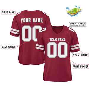 Custom Burgundy <b>White</b>-Gray Classic Style Authentic <b>Football</b> Jersey - Product Image 4