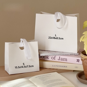Luxury Mini <b>Gift</b> <b>Bags</b> with Ribbon Handle Art Paper Hot Stamping Custom Logo for Jewelry Watch Eyewear Packaging - Product Image 2