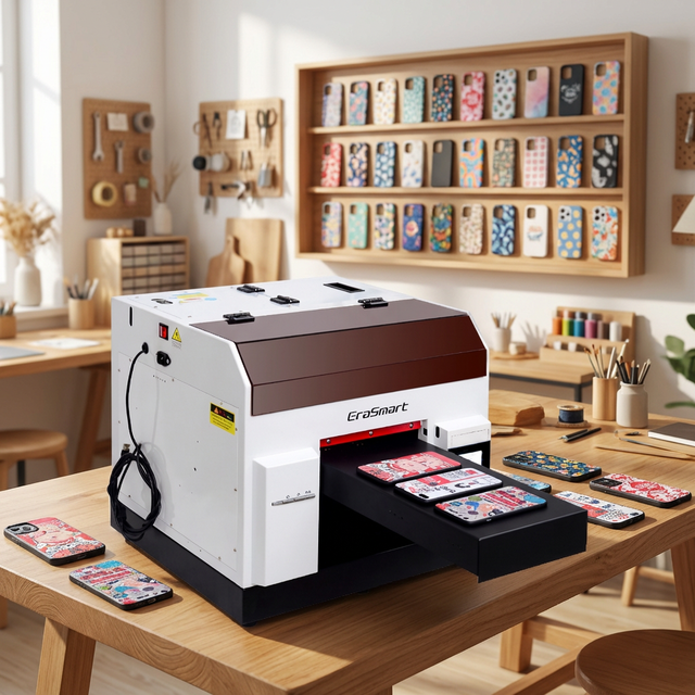 Erasmart New Inkjet 3D Printer A4 UV  Logo Printing Small Business Printers Mini Printer Flatbed Bottle UV