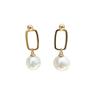 Accessoires en perles DIY, argent S925, boucles d'oreilles pendantes simples et tendance avec perles rondes de 9 à 13 mm, support vide 22626 avec clou d'oreille - Product Image 5