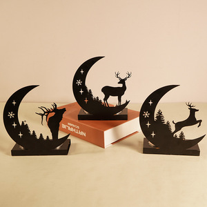 <b>Black</b> Iron Reindeer Creative Candle Holder <b>Christmas</b> <b>Decoration</b> Indoor Ambiance Ornament Candle Holder - Product Image 3
