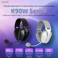 Headset Gaming Nirkabel 2.4G Dual-Mode BT 5.3 Over-Ear dengan Driver Dinamis, Latensi Ultra-Rendah 20ms, Tahan Air IPX4, dan Kualitas Audio Audiophile