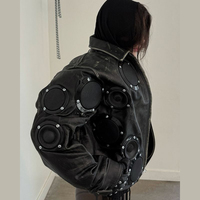 DiZNEW OEM Veste en Cuir pour Hommes, Surdimensionnée et Personnalisée, Style Streetwear, Zippée