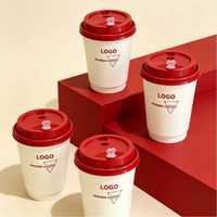 Gobelet jetable compostable écologique à double paroi avec couvercle en plastique, logo personnalisé, pour vin et boissons gazeuses, fabricant chinois