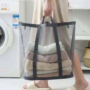 Extra Large Foldable Mesh <b>Laundry</b> Basket with Handle <b>Travel</b> and <b>Laundry</b> Room Space Saving Storage Organizer - Product Image 3