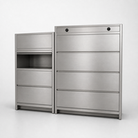 Peralatan Dapur Komersial Stainless Steel, Troli Hotel Empat Pintu dengan Bukaan Samping, Desain Postmodern Tersedia