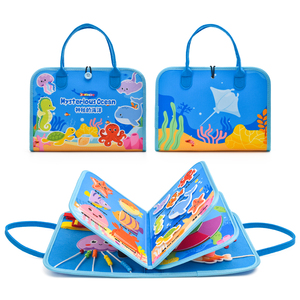 Tableau d'activités en feutre personnalisé pour enfants, thème animaux marins, pour l'apprentissage des compétences, des mathématiques, des formes, des couleurs et de l'horloge - Product Image 3