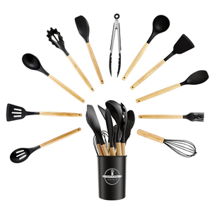 Ensemble d'ustensiles de cuisine ergonomiques à 12 pièces, ustensiles de cuisine en silicone de qualité alimentaire pour la cuisson - Product Image 1