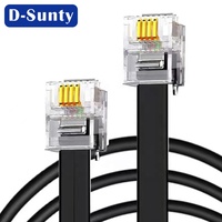 Câble de communication téléphonique plat D-Sunty RJ11 6P4C noir 10M 4 conducteurs 28AWG en cuivre avec gaine PVC PE LSZH pour usage intérieur