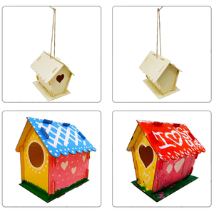 Ekonomik kiti <span class=keywords><strong>build</strong></span> kuş yuvası doğal dekoratif kuş yuvası asılı yerleştirme bitmemiş ahşap kuş evi - Product Image 5