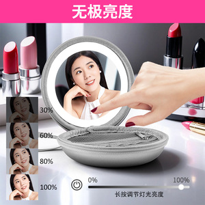Miroir de maquillage LED rond portable rechargeable avec lumière pour les voyages et les cadeaux - Product Image 3