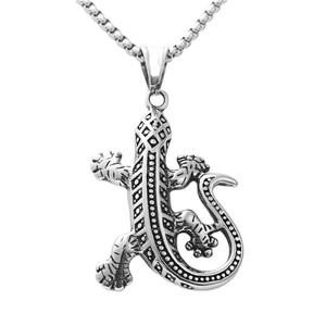 yunnique <b>Titanium</b> Steel Gecko Pendant Necklace Men's Retro Animal Geometric Design Stainless Steel Fashion Jewelry Gift - Product Image 4