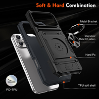 Nouvelle Coque de Protection Antichoc en PC Rigide avec Anneau Support et Emplacement pour Cartes pour iPhone 11 13 14 15 16 17 Pro Max