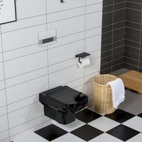 WC sans bride en céramique à deux pièces, cuvette de toilette noire, WC mural, ensemble de toilettes
