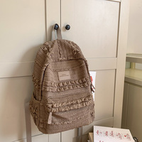 Mochila de Moda Acolchada con Volantes para Mujer, Linda Mochila de Lona para Viajes, Escuela, Portátil, con Compartimento para Laptop, Gran Capacidad, Ligera