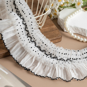 Pizzo in Chiffon morbido <span class=keywords><strong>con</strong></span> motivo a pois in pizzo Sexy e Sexy filo nero e rifilatura di <span class=keywords><strong>lacci</strong></span> decorativi per festa di nozze - Product Image 4