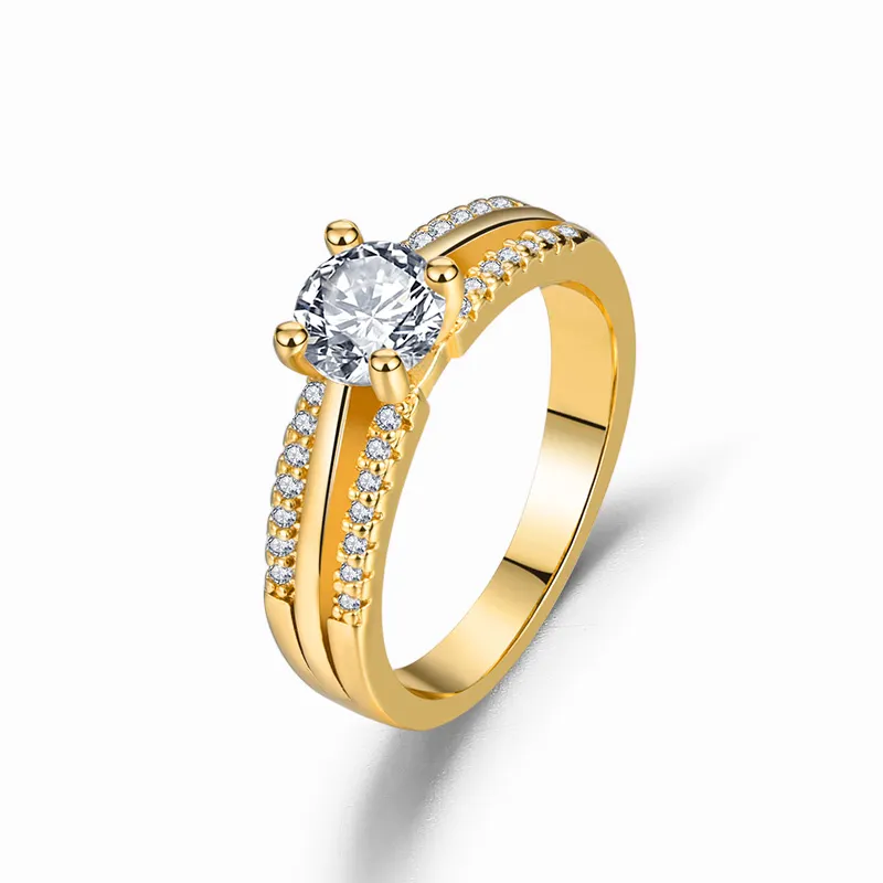 الفاخرة ضوء الفاخرة المرأة الماس خاتم الزواج 18K الذهب تصفيح مجوهرات الأزياء مجوهرات الأزياء الخطبة الزفاف المرأة خاتم