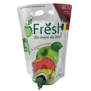 Bolsa de aluminio de 3L con impresión personalizada, resellable, con sellado térmico, tipo stand-up, con válvula y doble fondo para frutas, líquidos, leche y vino. - Product Image 1