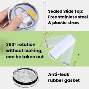20oz Sublimation Tumblers Bulk, Stainless Steel <b>Double</b> <b>Wall</b> Vacuum Insulation Cup, Sublimation Cups with Straw, Individually <b>Box</b> - Product Image 3