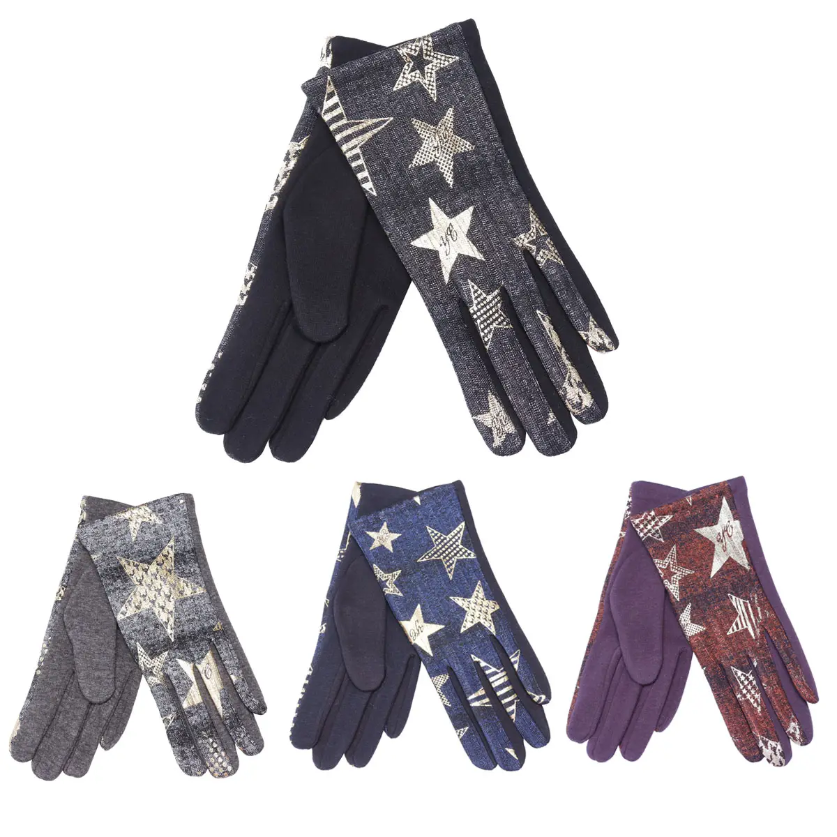 Women's fashion star mittens winter warm windproof touch screen gloves