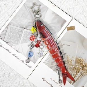 Porte-clés créatif en forme de poisson segmenté avec breloques étoile et cœur, pendentif de sac à dos et cordon de téléphone mignon style appât de pêche - Product Image 5