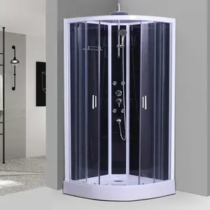 Promosi klasik quadrant kaca abu-abu uap profil aluminium pijat kaki kamar mandi kabin mandi dengan multifungsi