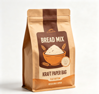Sacs d'emballage personnalisés pour poudre à dessert, mélange à pain, biscuits, sacs refermables à fermeture éclair, emballage alimentaire en papier kraft