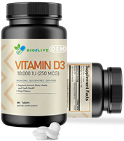 Yüksek Potensli Vitamin D3 10000IU Tabletler Doğal Enerji Takviyesi Bağışıklık, Kemik, Kas ve Diş Sağlığını Destekler 180 Tablet