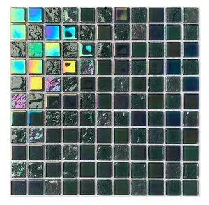 Nuova costruzione edile 4mm di spessore verde nerastro mosaico di cristallo di cristallo per piastrelle per piscina