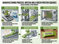 Barre protéinée verte au matcha, mini carrée, supplément énergétique à base de soja et de quinoa, collation